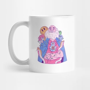 Smiling RamDass with the melting acid Mug